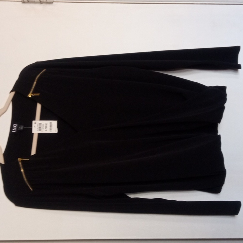 Inc International Concept Women Envelope Top Black Gold Zipper On Shoulder Large